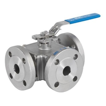3-Way ball valve Type: 7291 Stainless steel Flange PN16/40
